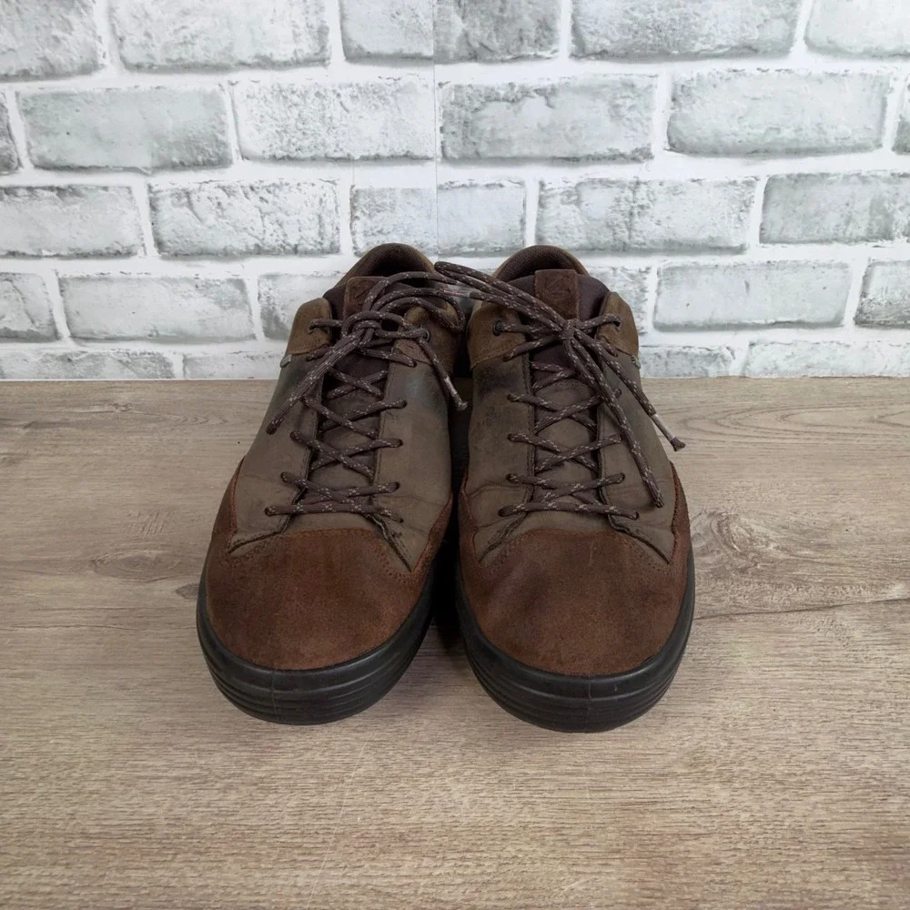 ECCO Soft 7 Gore-Tex Sneakers Waterproof Leather Suede Brown Mens 12